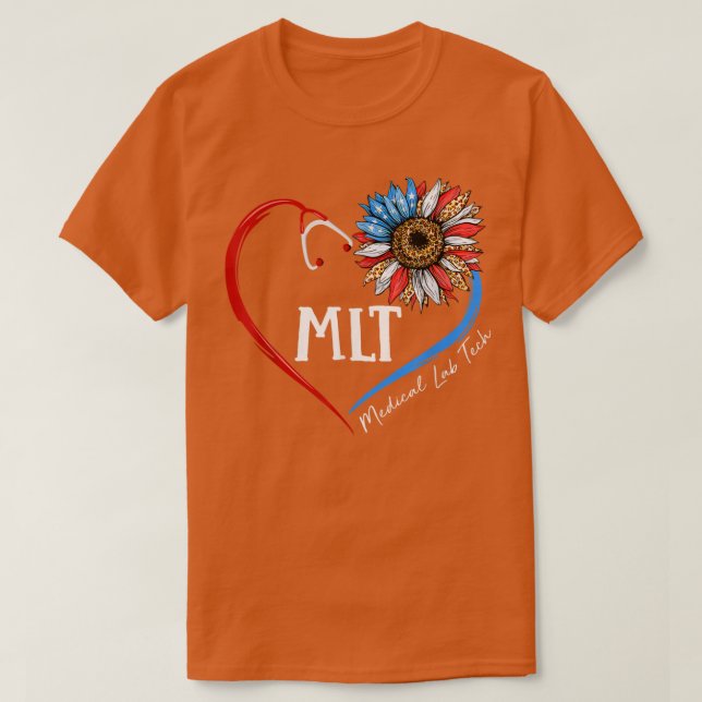 MLT Medical Lab Tech USA Sunflower Stethoscope Hea T-Shirt (Design vorne)