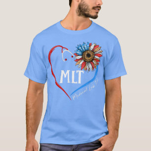 MLT Medical Labrador Tech USA Sunflower Stethoscop T-Shirt