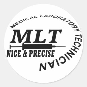 MLT SLOGAN NICE UND PRÄZISE MEDICAL LABRADOR TECH RUNDER AUFKLEBER