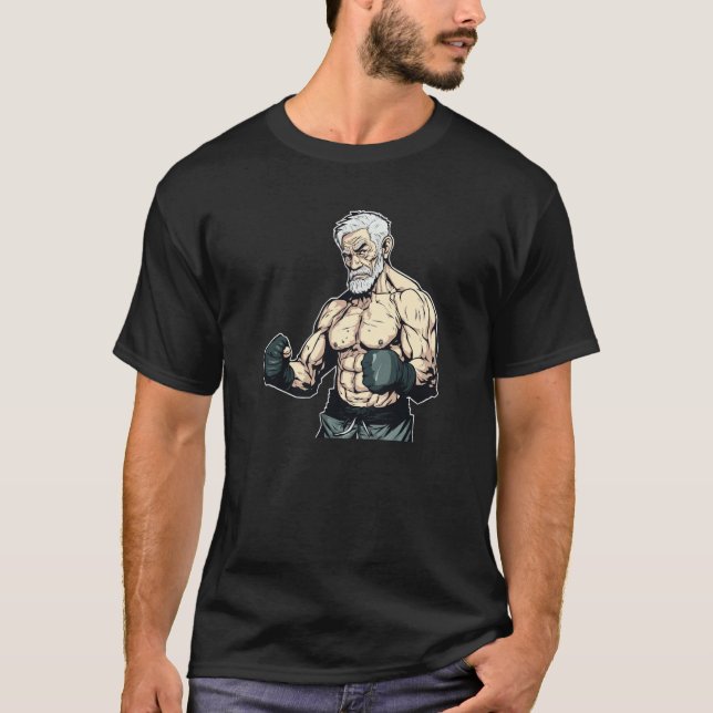 MMA Bearded Old Men Cage Fighter Free Fighting Fat T-Shirt (Vorderseite)
