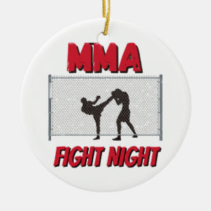 MMA Fight Night Text und Silhouette von zwei Kämpf Keramik Ornament