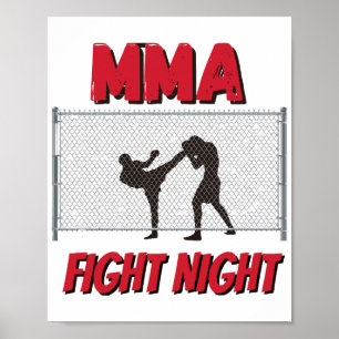 MMA Fight Night Text und Silhouette von zwei Kämpf Poster