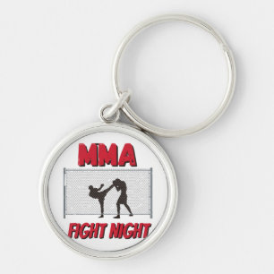 MMA Fight Night Text und Silhouette von zwei Kämpf Schlüsselanhänger