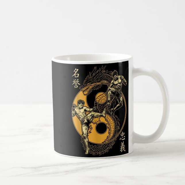MMA-Kämpfer Drache Yin Yang Knie Kick Mixed Kaffeetasse (Rechts)