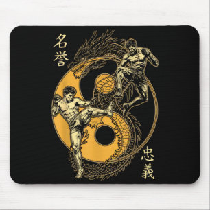 MMA-Kämpfer Drache Yin Yang Knie Kick Mixed Mousepad