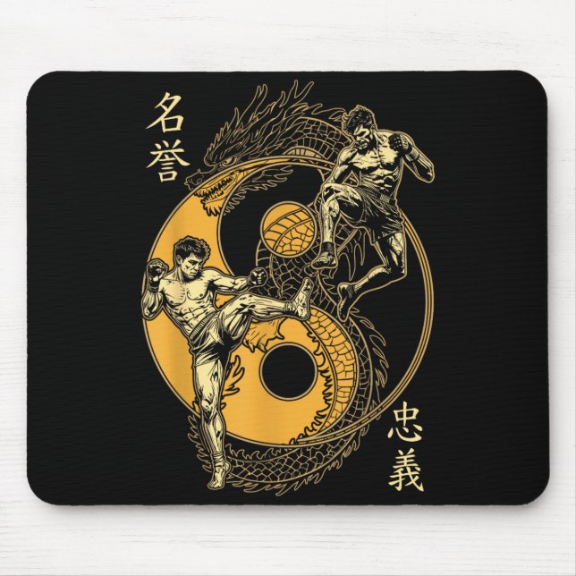 MMA-Kämpfer Drache Yin Yang Knie Kick Mixed Mousepad (Vorne)