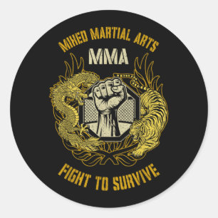 MMA Mixed Martial Arts Käfig Drachenfaust Tiger BJ Runder Aufkleber