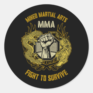 MMA Mixed Martial Arts Käfig Drachenfaust Tiger BJ Runder Aufkleber