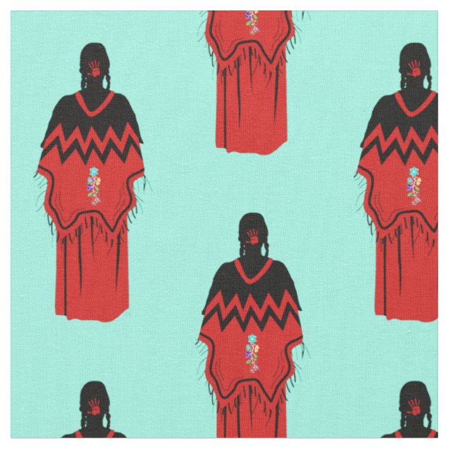 MMIW Kwe mit rotem Handmuster Türkisch Stoff (Nahaufnahme)