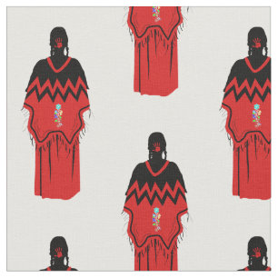 MMIW Kwe mit rotem Handmuster Weißes Gewebe Stoff