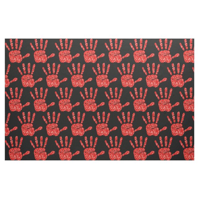 MMIW Red Hand Jewelen Muster Schwarz Stoff (Fat Quarter (45,7 x 55,9 cm))