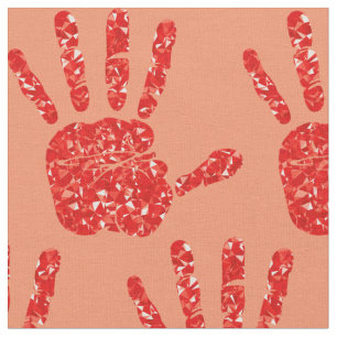 MMIW Red Hand Jewelen Pattern Lachs Stoff