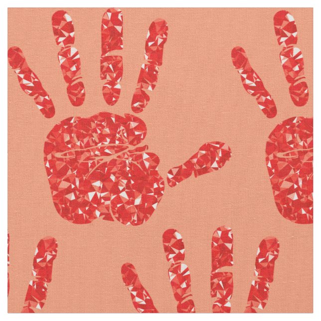 MMIW Red Hand Jewelen Pattern Lachs Stoff (Nahaufnahme)