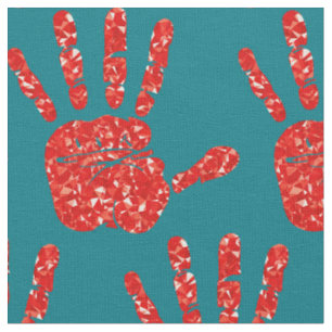 MMIW Red Hand Jewelise Muster Türkis Stoff