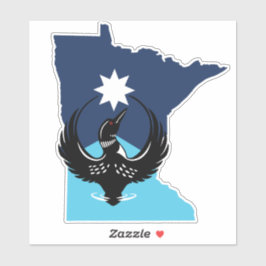 MN Loon Rising - MN Staatsflagge Aufkleber