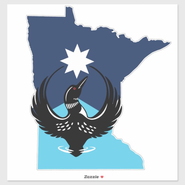 MN Loon Rising - MN Staatsflagge Aufkleber (Blatt)
