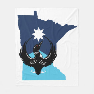 MN Loon Rising - MN Staatsflagge Fleecedecke