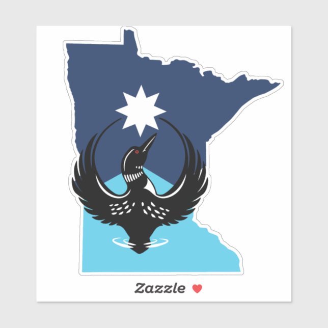 MN Loon Rising - MN State flag Aufkleber (Blatt)