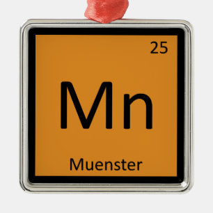 Mn - Münster Cheese Chemistry Periodic Table Silbernes Ornament