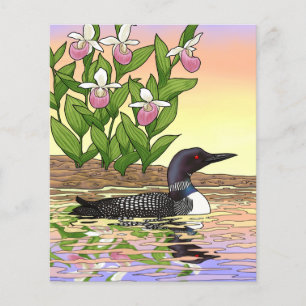 MN Staat Bird Blume Loon Lady Slipper
