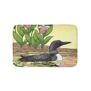 MN Staat Bird Blume Loon Lady Slipper Badematte