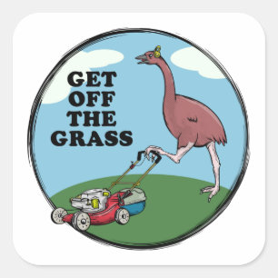 Moa mit Mäher Quadratischer Aufkleber