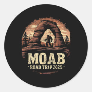 Moab Bigfoot-Trip Vintage Utah Roadtrip Wandern Sa Runder Aufkleber