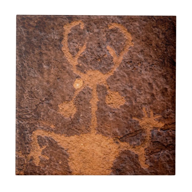 Moab-Mann-Petroglyphe-Porträt - Utah Fliese (Vorderseite)
