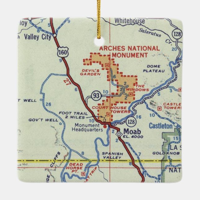 Moab Retro Map Keramikornament (Rückseite)
