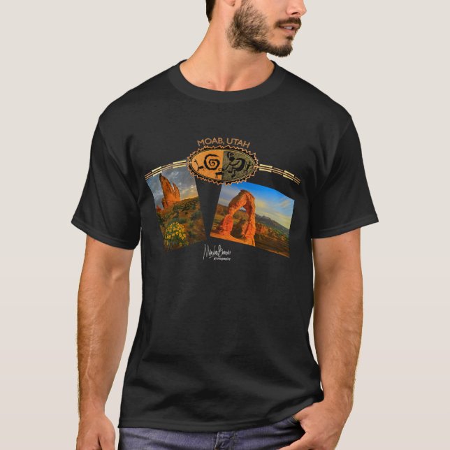 MOAB, UT Schwarzes T-Shirt (Vorderseite)