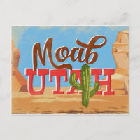 Moab Utah Cartoon Desert Vintage Travel