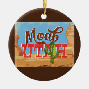 Moab Utah Cartoon Wüste Vintage Reise Keramik Ornament