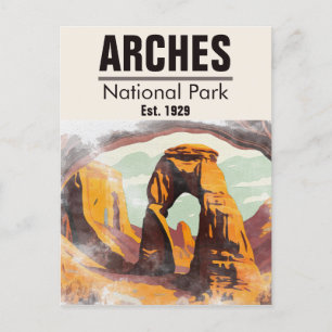 Moab Utah Vintage-Sonnenuntergang Arches Aquarell Postkarte
