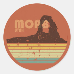 Moab Utah Vintager Sonnenuntergang Arches National Runder Aufkleber