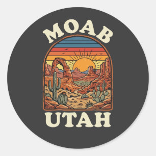 Moab Utah Wüstenuntergang Retro-Südwest-Reise Runder Aufkleber