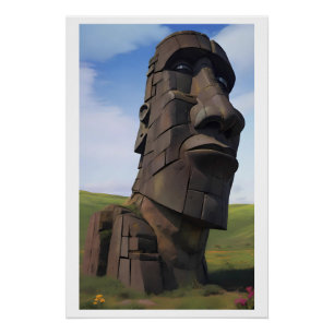 Moai auf dem Molehill Poster