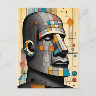 Moai - Ken Gage Tiki Art Postkarte