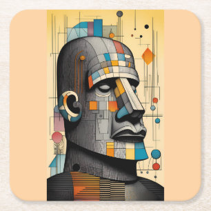 Moai - Ken Gage Tiki Art Rechteckiger Pappuntersetzer