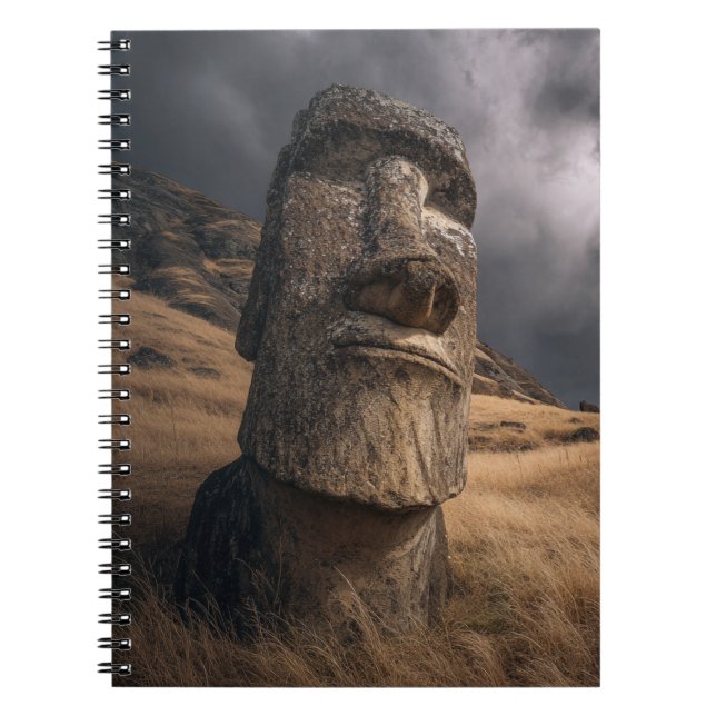 Moai of Easter Island Notebook - Stormy Skies Edit Notizblock (Vorderseite)