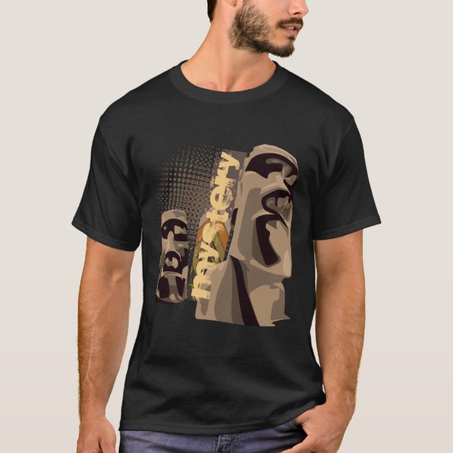Moai - Schwarzes T-Shirt (Vorderseite)