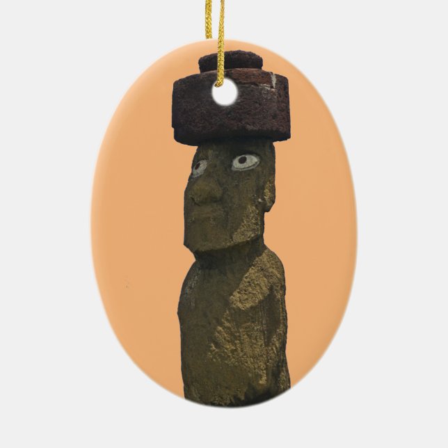 Moai Weihnachtsverzierung 1 Keramikornament (Hinten)