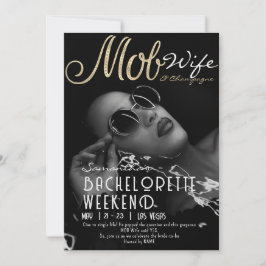 Mob Ehefrau & Champagne Black Bach Junggeselinnen- Einladung
