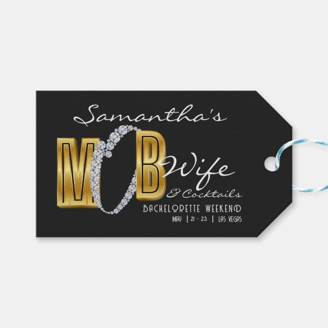 Mob Ehefrau & Cocktails Black Bach Junggeselinnen- Geschenkanhänger (Vorderseite (Horizontal))