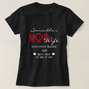 Mob Wife & Martini Schwarze Bach-Junggesellinnenpa T-Shirt