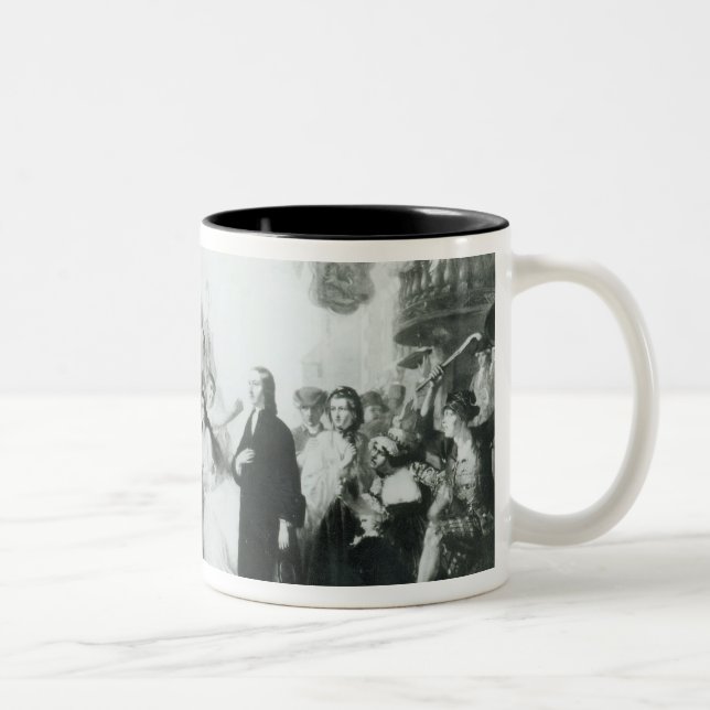 Mobbing von John Wesley bei Wednesbury Zweifarbige Tasse (Rechts)