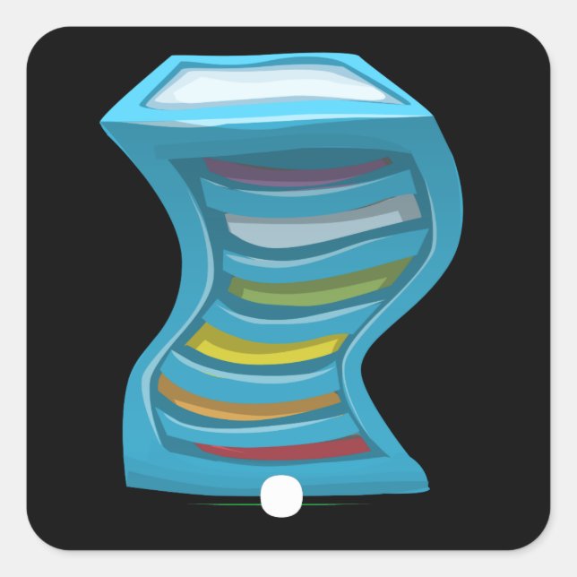 Möbel aus Glitch mit Wirblen, mehrfarbigen Fußgäng Quadratischer Aufkleber (Vorderseite)