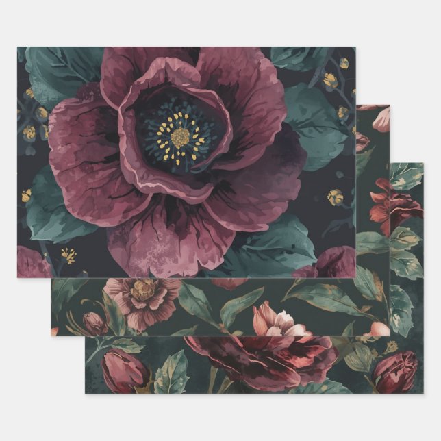 Möbel Heimwerken Dunkle Botanische Geschenkverpack Geschenkpapier Set (Set)