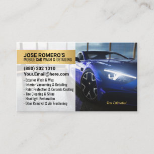 Mobil Blau Auto-Waschanlage & Auto-Detailing Visitenkarte