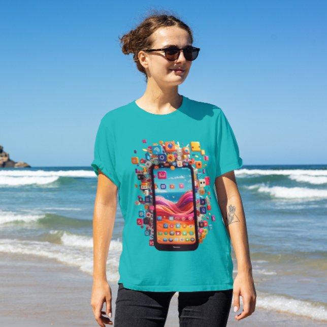 Mobil mit Social Network T - Shirt (Von Creator hochgeladen)