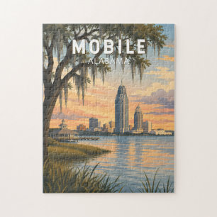 Mobile Alabama Illustration Reise Kunst Vintage Puzzle